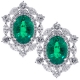 18K White Gold 17.46 ct Diamond Emerald Womens Flower Earrings