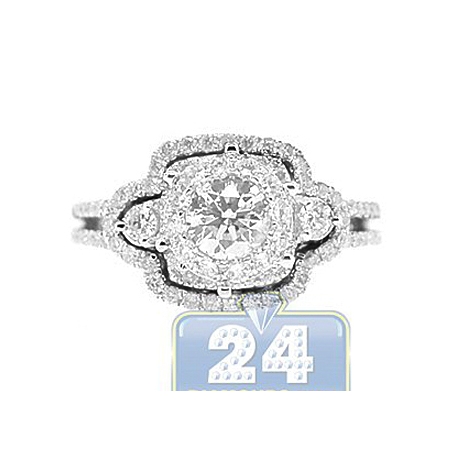 14K White Gold 1.36 ct Diamond Illusion Engagement Ring