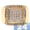Mens Round Cut Diamond Square Signet Ring 14K Yellow Gold 1.38ct