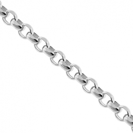 10K White Gold Puff Round Cable Mens Chain 4 mm