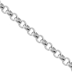 Italian 10K White Gold Hollow Round Cable Mens Chain 6 mm