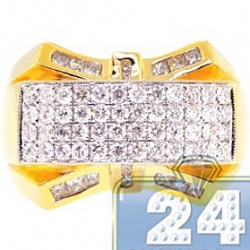 14K Yellow Gold 1.65 ct Round Princess Cut Diamond Mens Ring
