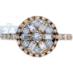 14K Yellow Gold 1.01 ct Mixed Diamond Flower Engagement Ring