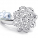 14K White Gold 1.14 ct Diamond Engagement Rose Flower Ring