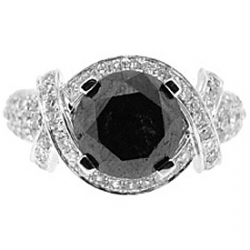 14K White Gold 5.45 ct Black Diamond Engagement Ring