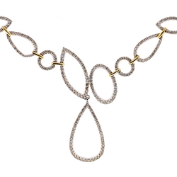 14K Two Tone Gold 3.12 ct Diamond Geometric Lariat Necklace