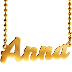 Solid 14K Yellow Gold Personalized Nameplate Necklace