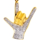 14K Yellow Gold 0.36 ct Diamond I Love You Hand Sign Pendant