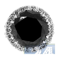 18K White Gold 18.20 ct Black Diamond Womens Engagement Ring