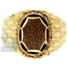 10K Yellow Gold Diamond Cut Mens Oval Signet Ring