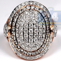 14K Pink Gold 3.27 ct Pave Diamond Womens Oval Ring