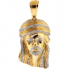 Mens Diamond Jesus Face Head Religious Pendant 10K Yellow Gold