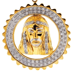 10K Yellow Gold 0.64 ct Diamond Jesus Mens Framed Pendant