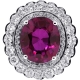 18K White Gold 13.03 ct Ruby Diamond Flower Cocktail Ring