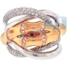 18K White & Rose Gold 0.83 ct Diamond Womens Bamboo Ring
