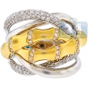 18K White Yellow Gold 0.83 ct Diamond Womens Bamboo Ring