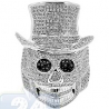 10K White Gold 3.40 ct Black Eyed Diamond Mens Skull Ring