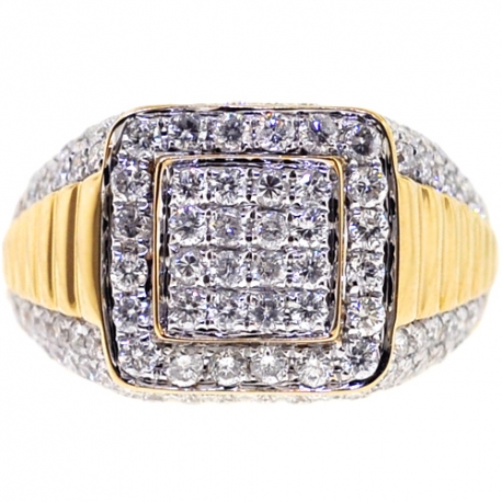 14K Yellow Gold 2.64 ct Diamond Men's Step Ring