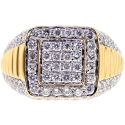 14K Yellow Gold 2.64 ct Diamond Men's Step Ring