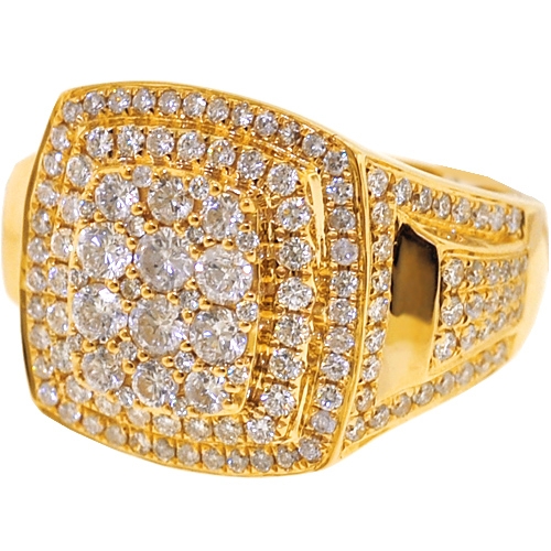 13MM Mens 10k Yellow Gold Lab Diamond Square Shape Design Fashion Pinky Ring 