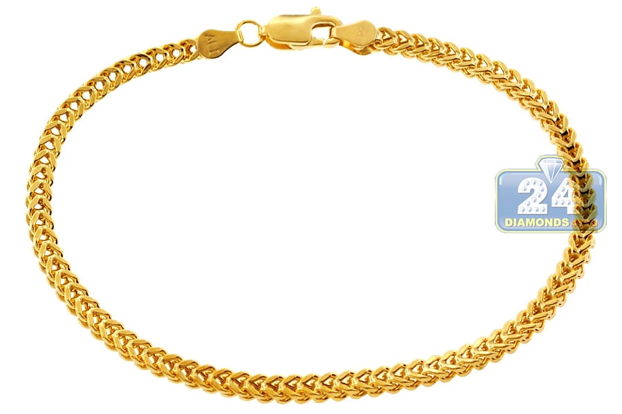 Herringbone Link Bracelet 10K Yellow Gold 3mm Wide 8 inch Lobster Claw Clasp