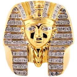 10K Yellow Gold 0.31 ct Diamond Pharaoh Men's Ring