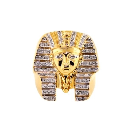 10K Yellow Gold 0.31 ct Diamond Pharaoh Men's Ring