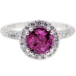 GIA 18K White Gold 2.78 ct Pink Sapphire Diamond Womens Ring