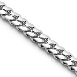 3.5mm Italian Miami Cuban Curb Link Chain Necklace 14K White Gold Clad Silver
