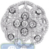 18K White Gold 1.71 ct Diamond Cluster Womens Vintage Ring