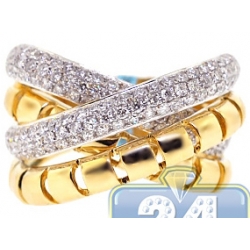 18K Yellow Gold 1.50 ct Diamond Womens Crisscross Ring