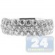 14K White Gold 1.86 ct 3 Row Diamond Womens Band Ring