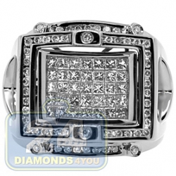 Black 14K White Gold 1.50 ct Mixed Cut Diamond Mens Signet Ring