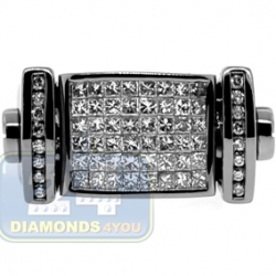 Black 14K Gold 1.50 ct Diamond Mens Rectangle Signet Ring