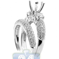 18K Gold 1.08 ct Diamond Engagement Wedding Semi Mount Ring Set