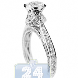 18K White Gold 1.18 ct Diamond Cluster Womens Engagement Ring
