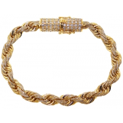 10K Yellow Gold 8.12 ct Diamond Rope Mens Bracelet 7 mm 8 inch