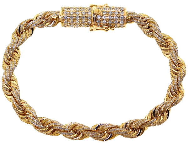 1.50 Carat Diamond and Yellow Gold Rope Twist Bracelet at 1stDibs | diamond  rope bracelet, rope diamond bracelet, gold rope bracelet with diamonds