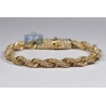 Mens Diamond Rope Bracelet Solid 10K Yellow Gold 8.12 ct 7 mm 8"