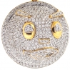 Mens Diamond Pave Emoji Face Pendant 14K Yellow Gold 2.95 ct