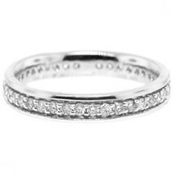 14K White Gold 0.69 ct One Row Diamond Womens Eternity Ring