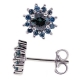 Sterling Silver 0.80 ct Blue Diamond Cluster Womens Stud Earrings