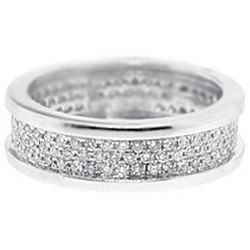 14K White Gold 1 ct All Way Diamond Womens Eternity Wedding Ring
