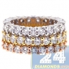14K Three Tone Gold 5.88 ct Diamond Womens Triple Eternity Band Ring