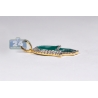 10K Yellow Gold Green Enamel 0.46ct Diamond Hamsa Hand Pendant