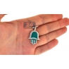 10K Yellow Gold Green Enamel 0.46ct Diamond Hamsa Hand Pendant