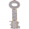 Mens Diamond Two Side Key Pendant Solid 10K Yellow Gold 2.85ct