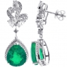18K White Gold 10.19 ct Emerald Diamond Womens Drop Earrings