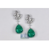 18K White Gold 10.19 ct Emerald Diamond Womens Drop Earrings