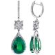 18K White Gold 16.25 ct Emerald Diamond Dangle Earrings